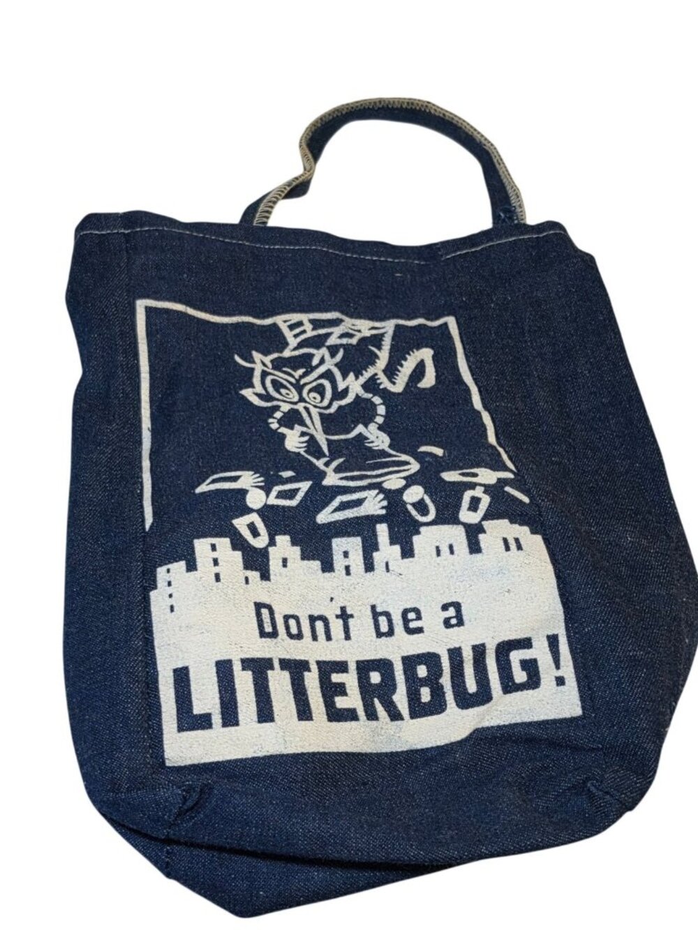 Vintage Don't Be a Litterbug Detroit League for the Handicapped Auto Trash Bag